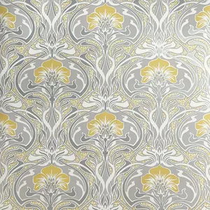 Crown Archives Flora Nouveau Wallpaper Yellow M1195