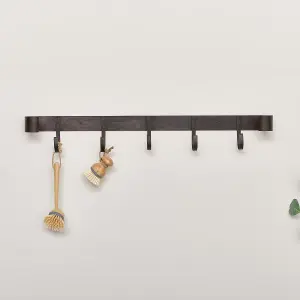 Melody Maison Large Rustic Iron Wall Hook Storage Rack