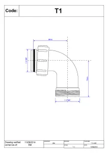 McAlpine T1 1" 90degree Bend - BSP Male Thread x BSP Coupling Nut