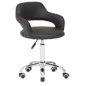 Maison by Premier Black PU Home Office Chair with Curved Back