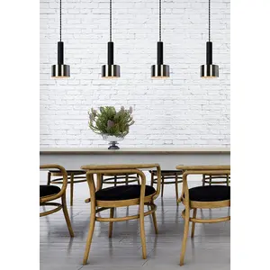 Lucide Teun Retro Bar Pendant Light - 4xE27 - Black