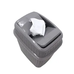 JVL Knit Design Loop Plastic Push Top Bin, Grey