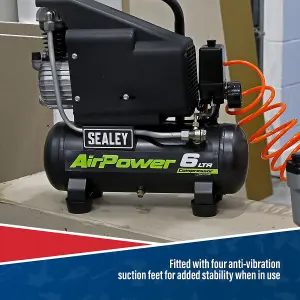 Sealey Air Compressor 6L Direct Drive 1hp SAC0610E