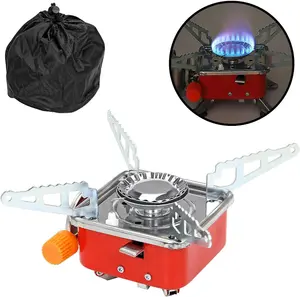 Mini Portable Camping Stove - High Efficiency Windproof Folding Gas Stove Burner - Compact Outdoor Cooking Gear with Carry Bag