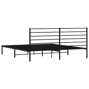 Berkfield Metal Bed Frame with Headboard Black 200x200 cm