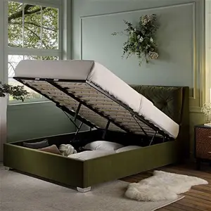 Hadley Moss Green Velvet Ottoman Storage Bed King - Daals - Beds