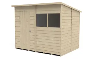 Forest Garden Overlap 8x6 ft Pent Wooden Pressure treated Shed with floor & 2 windows - Assembly service included