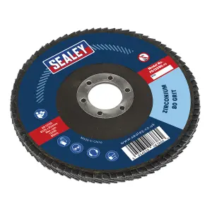 Sealey Flap Disc Zirconium 125mm 22mm Bore 80 Grit Abrasive Flaps FD12580