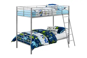 Bunk Bed Convertible Metal Silvergrey, Single