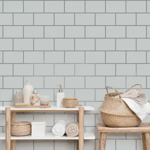 Crown Metro Tile Grey / Silver Metallic Textured Washable Wallpaper M1637