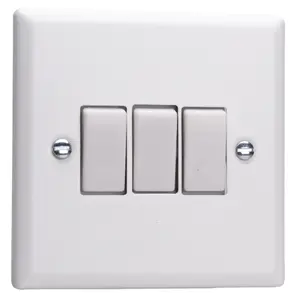 Varilight 3-Gang 10A 1- or 2-Way Rocker Switch Chalk White