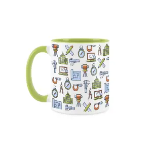 Purely Home Engineer Mug Fun Trades Gift - White and Light Green Coffee/Tea Present Mug Gift