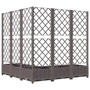 Berkfield Garden Planter with Trellis Brown 120x120x121.5 cm PP