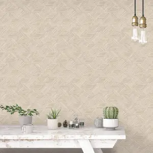 Galerie Evergreen Taupe Grassy Tile Smooth Wallpaper