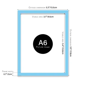 A6 Light Blue Picture Frame Fits A6 (10.5 x 14.8cm - 4.1 x 5.8in) Poster, Photo, Artwork, or Print.