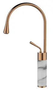 Invena Copper/White Marble Kitchen Sink Tap Bathroom Basin Mixer Bar Standing Faucet