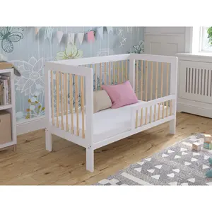 Adwolf Cot Bed with Mattress White/Pine