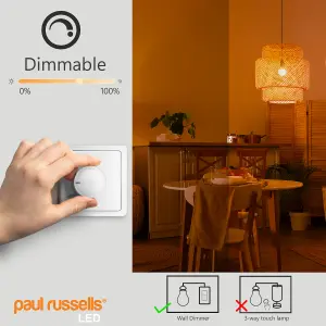 paul russells LED Filament Dimmable Golf Bulb, ES E27, 4.5W 423 Lumens, 40w Equivalent, 2200K Extra Warm White