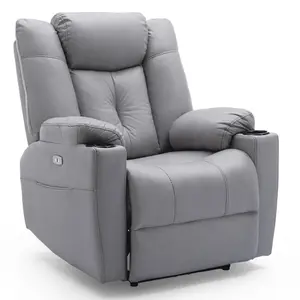 Afton Electric Fabric Auto Recliner Armchair Gaming USB Lounge Sofa Chair Grey