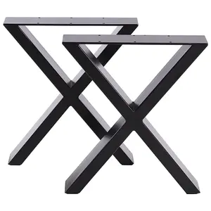 Set of 2 Black X Shaped Metal Furniture Legs Table Legs for DIY Table Bench Cabinet Chair L 50 cm x H 71 cm