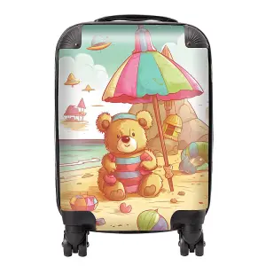 Teddy Bead On A Beach Holiday Suitcase - Small