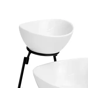 3 Tier Serving Set White Ceramic Bowls - M&W