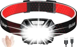 Blukar Head Torch Rechargeable, 2000L Super Bright Headlamp Waterproof Headlight With Hands Free Sensor Control&6 Lighting Modes - 30 Hrs+ Runtime