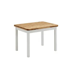 Southsea Extendable Pine Solid Wood Dining Table White/Leach-coloured / H74 x L77 x W104cm