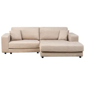 Corner Sofa LOFOTEN Beige Velvet 3 Seater Left Hand