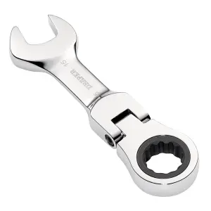 Draper Tools HI-TORQ Metric Stubby Flexible Head Ratchet Combination Spanner, 15mm