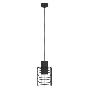 EGLO Milligan Black Metal Pendant Light - Vintage-Industrial Design (D) 20cm