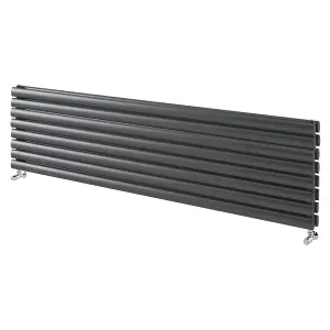 Kensington Grey Double Horizontal Radiator - 472x1200mm