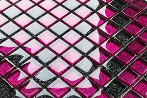 Glass mosaic on mesh for bathroom or kitchen 300mm x 300mm - Purple Sunset