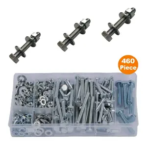 460 x Assorted Set Screw Bolts, Washers & Nuts, Fully Threaded Hex Head M5 M6 M8