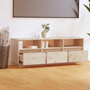 Berkfield TV Cabinet 140x37x50 cm Solid Wood Pine