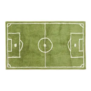 Homescapes Cotton Tufted Washable Football Pitch Kids Rug