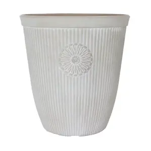 Somerville 16" Tall Pebble White Planter Container For Garden Flowers