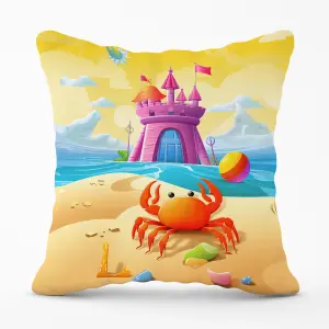 Orange Crab On A Beach Holiday Cushions 60cm x 60cm