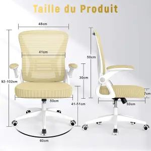 Ergonomic Office Desk Chair with Flip-up Armrest Lumbar Support,Padded Seat Cushion for Home and Office