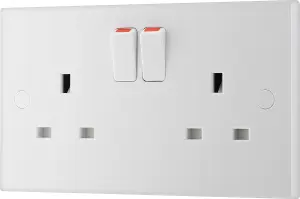 BG Double 13A Switched Socket & White inserts, Pack of 5