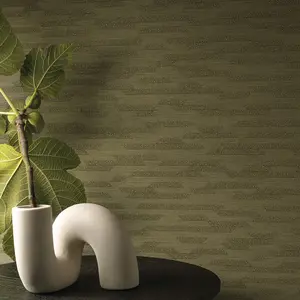 Grandeco Boutique Dioret Stacked Stones Texture Embossed Wallpaper, Green