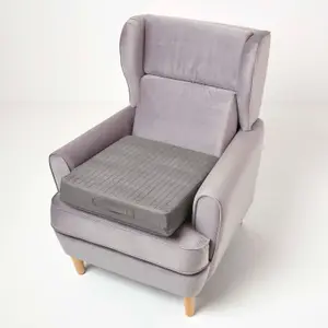 Homescapes Grey Quilted Polyester Armchair Booster Cushion Cover