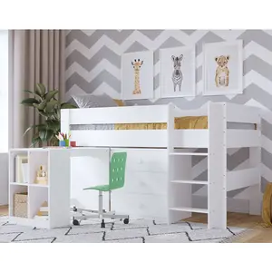 Kids or Child Storage Desk Unit, Wheels, White