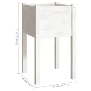 Berkfield Garden Planter White 40x40x70 cm Solid Pinewood