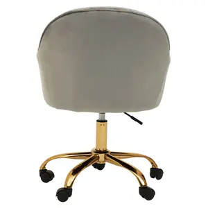 Interiors by Premier Brent Grey Velvet And Gold Home Office Chair