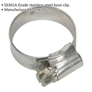 10 PACK Stainless Steel Hose Clip - 16 to 27mm Diameter - Hose Pipe Clip Fixing