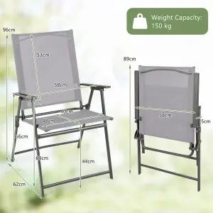 Costway 2 Pieces Patio Folding Chairs Outdoor Portable Dining Chairs with Armrests