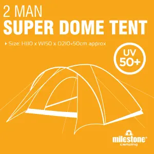 Milestone Camping Deluxe 2-Person Pop Up Dome Tent