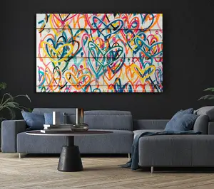 Colour Spectrum Hearts Canvas Print Wall Art - Medium 20 x 32 Inches