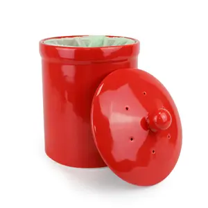 Portland Ceramic Compost Caddy - Red